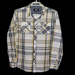Eighty Eight Mens XL Shirt Plaid Western Style Cotton Snap Pocket Button Down